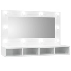 Veidrodinė spintelė su led, balta, 90x31,5x62cm, blizgi цена и информация | Шкафчики для ванной | pigu.lt