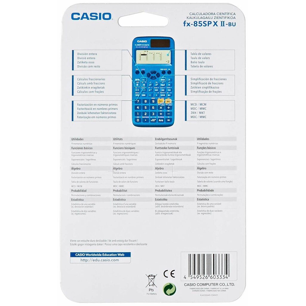 Mokslinis skaičiuotuvas Casio FX-85SPXII kaina ir informacija | Kanceliarinės prekės | pigu.lt