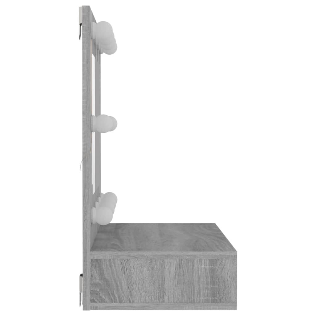 Veidrodinė spintelė su led, pilka ąžuolo, 60x31,5x62cm kaina ir informacija | Vonios spintelės | pigu.lt