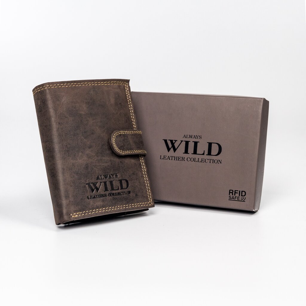 Vyriška natūralios odos piniginė Always Wild, ruda цена и информация | Vyriškos piniginės, kortelių dėklai | pigu.lt