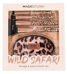 Кисти для макияжа Magic Studio Wild Safari Savage, 4 шт. цена и информация | Кисти для макияжа, спонжи | pigu.lt