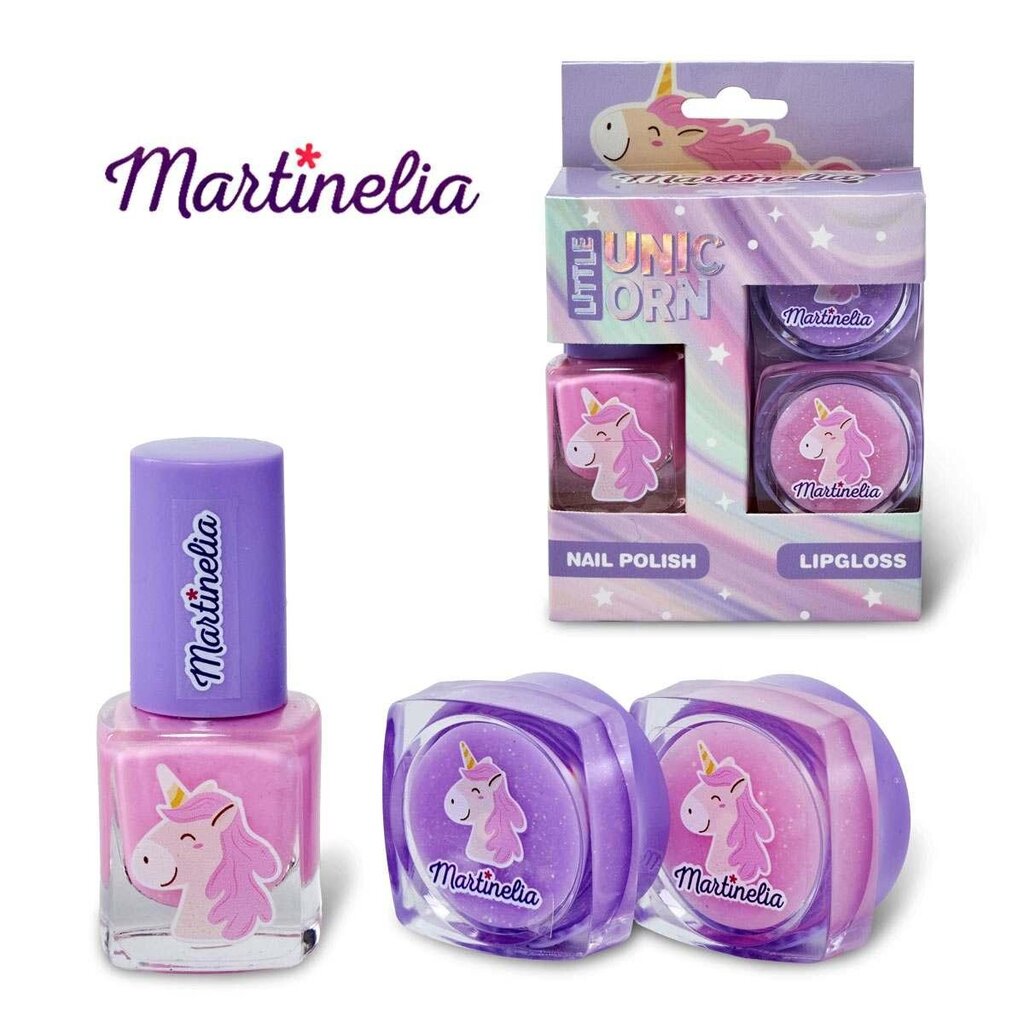 Mini Trio rinkinys vaikams Martinelia Little Unicorn: nagų lakas + lūpų blizgiai 2 vnt цена и информация | Kosmetika vaikams ir mamoms | pigu.lt