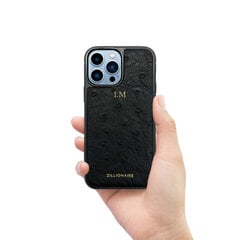 Zillionaire Ostrich Skin кожаный чехол для iPhone 13 Pro (6,1″) — Черный цена и информация | Чехлы для телефонов | pigu.lt