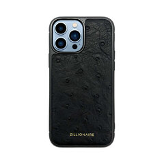 Zillionaire Ostrich Skin кожаный чехол для iPhone 13 Pro (6,1″) — Черный цена и информация | Чехлы для телефонов | pigu.lt