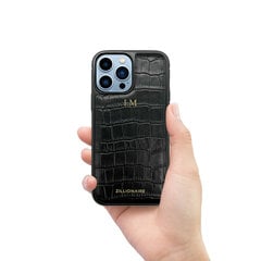 Zillionaire Croco Embossed Matte кожаный чехол для iPhone 13 Pro (6,1″) — Черный цена и информация | Чехлы для телефонов | pigu.lt