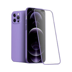 Защитный чехол с передним стеклом (9H) для iPhone 12 Pro (6,1″), фиолетовый цена и информация | Чехлы для телефонов | pigu.lt