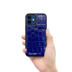 Кожаный чехол Zillionaire Croco Matte для iPhone 12 Mini (5,4”) — Синий цена и информация | Чехлы для телефонов | pigu.lt