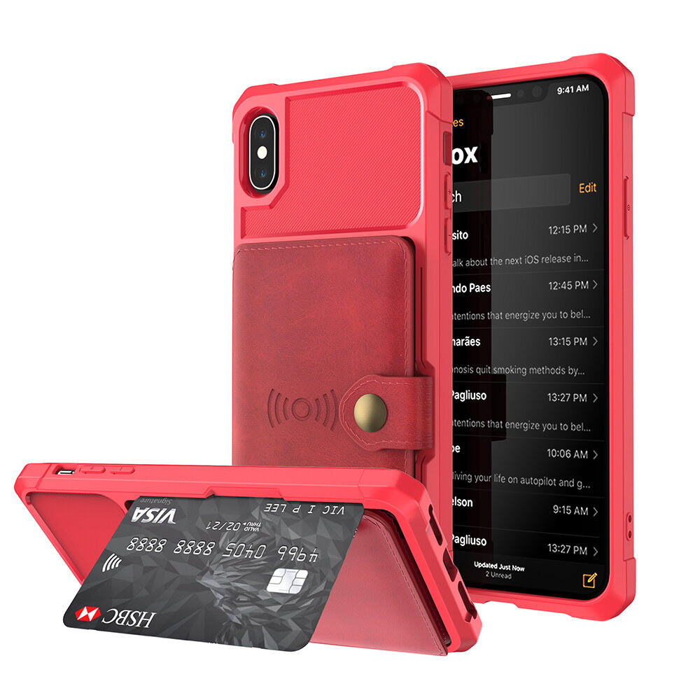 Beep Wallet skirtas iPhone Xs Max, raudonas kaina ir informacija | Telefono dėklai | pigu.lt