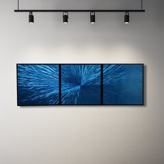 Metalinis rankų darbo 3 dalių paveikslas triptikas Blue Energy 180x60cm kaina ir informacija | Reprodukcijos, paveikslai | pigu.lt