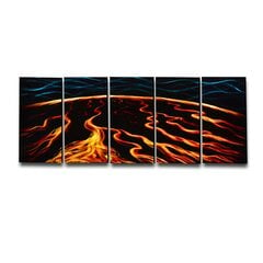 Metalinis rankų darbo 5 dalių paveikslas poliptikas Lava 150x60cm kaina ir informacija | Reprodukcijos, paveikslai | pigu.lt