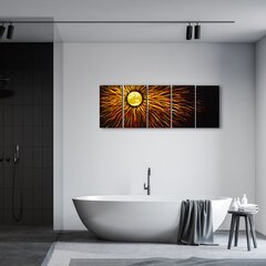 Metalinis rankų darbo 5 dalių paveikslas poliptikas Red Sun II 150x60cm kaina ir informacija | Reprodukcijos, paveikslai | pigu.lt