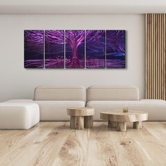 Metalinis rankų darbo 5 dalių paveikslas poliptikas Violet 150x60cm kaina ir informacija | Reprodukcijos, paveikslai | pigu.lt