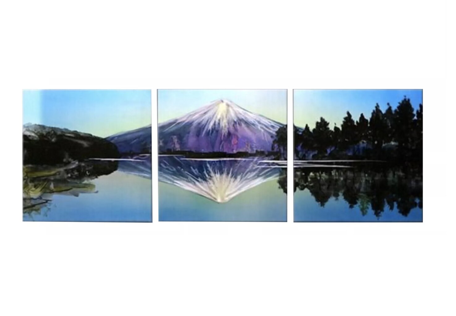 Metalinis rankų darbo paveikslas triptikas Snow Peak 180x60cm цена и информация | Reprodukcijos, paveikslai | pigu.lt