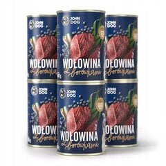 John Dog Berry Adult konservai su jautiena ir mėlynėmis, 6x400 g kaina ir informacija | Konservai šunims | pigu.lt