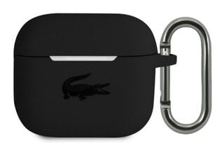 Lacoste Liquid Silicone Glossy Printing Logo Case for Airpods 3 Black kaina ir informacija | Ausinių aksesuarai | pigu.lt