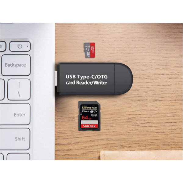 SD kortelių skaitytuvas usb usb -c micro usb 3 in1 kaina ir informacija | Adapteriai, USB šakotuvai | pigu.lt