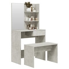Kosmetinio staliuko komplektas, 74,5x40x141cm, betono pilka цена и информация | Туалетные столики | pigu.lt