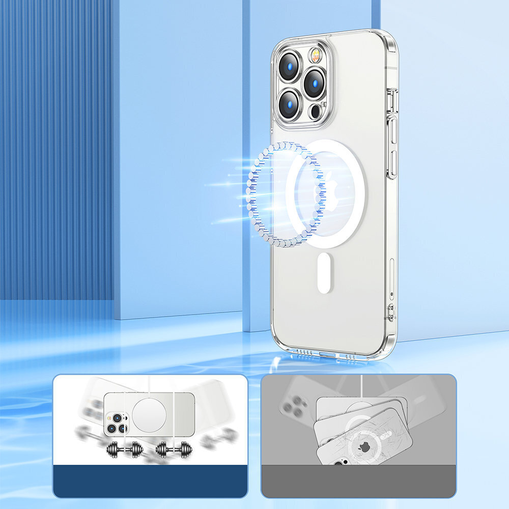 Joyroom 14D Magnetic Case, skirtas iPhone 14 Pro Max, skaidrus kaina ir informacija | Telefono dėklai | pigu.lt