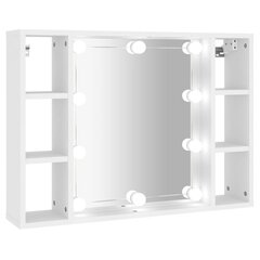 Veidrodinė spintelė su led apšvietimu, balta, 76x15x55cm цена и информация | Шкафчики для ванной | pigu.lt