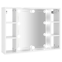 Veidrodinė spintelė su led, balta, 76x15x55cm, blizgi цена и информация | Шкафчики для ванной | pigu.lt