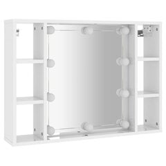 Veidrodinė spintelė su led, balta, 76x15x55cm, blizgi цена и информация | Шкафчики для ванной | pigu.lt