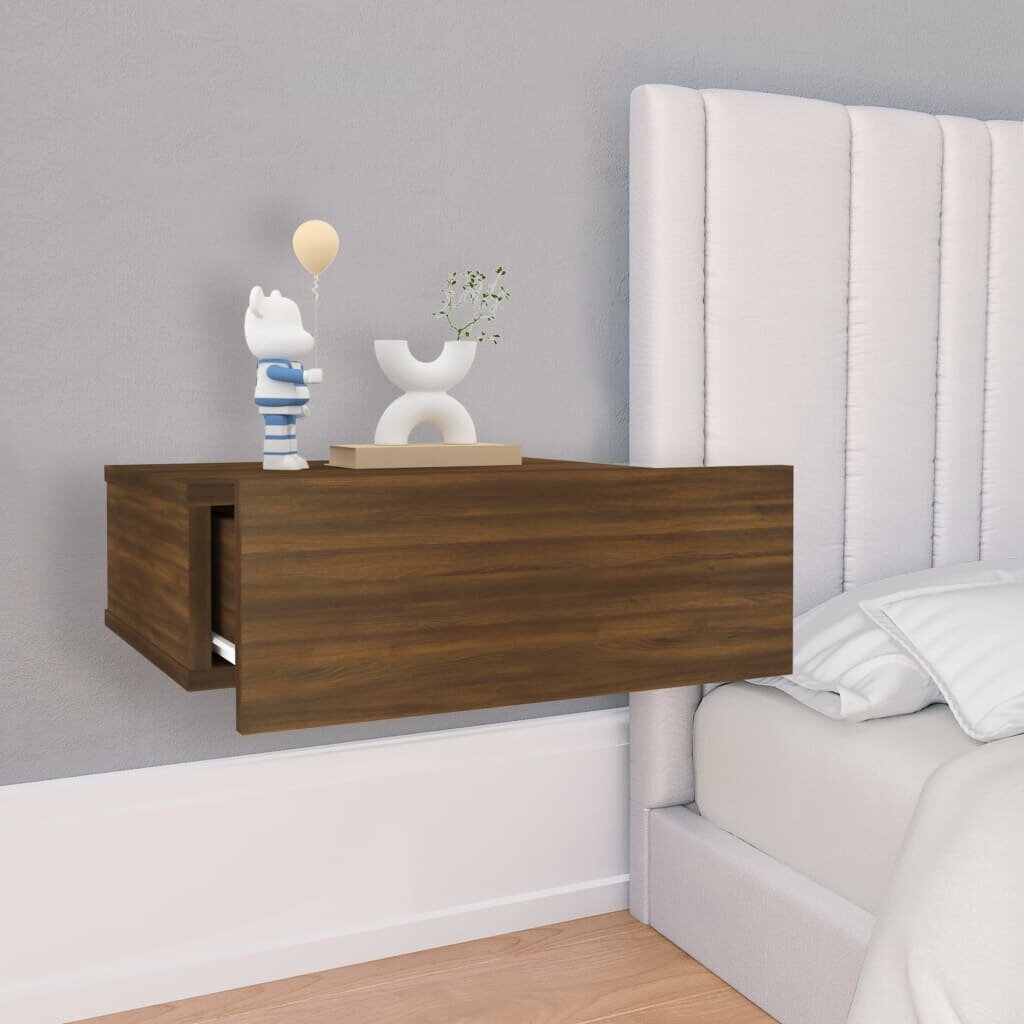 Naktiniai staliukai, 2vnt., Mediena, 40x30x15cm, ruda цена и информация | Spintelės prie lovos | pigu.lt