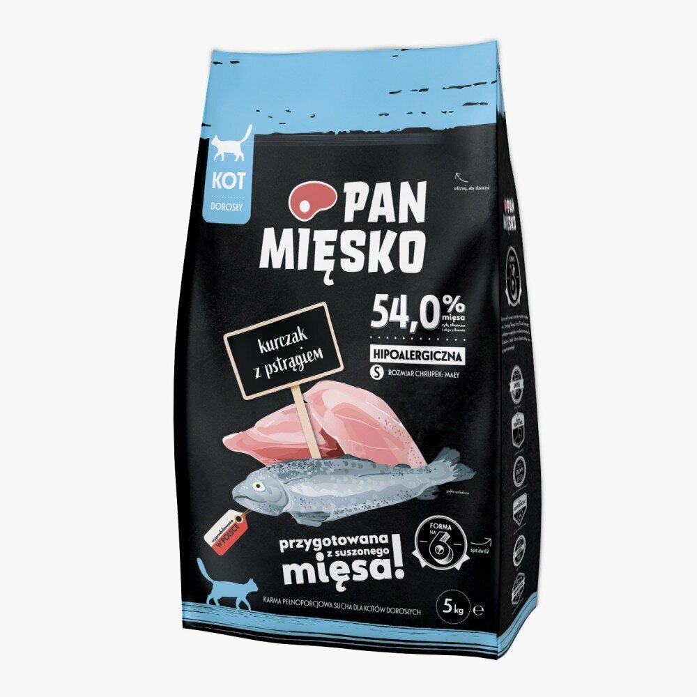Pan Mięsko sausas maistas katėms su vištiena ir upėtakiu, 5 kg цена и информация | Sausas maistas katėms | pigu.lt