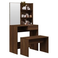 Kosmetinio staliuko komplektas, 74,5x40x141cm, ruda ąžuolo spalva kaina ir informacija | Kosmetiniai staliukai | pigu.lt