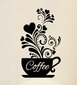 Kavos ir arbatos puodeliai Lipdukas Sienų lipdukai Namų dekoravimas Kavos puodelis Virtuvė Restoranas Kavinės apdaila kaina ir informacija | Interjero lipdukai | pigu.lt
