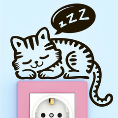Miegančios katės sienos lipdukas Šviesos jungiklio lizdas Vinilo lipdukas Namų dekoravimui Vaikų kambarys kaina ir informacija | Interjero lipdukai | pigu.lt