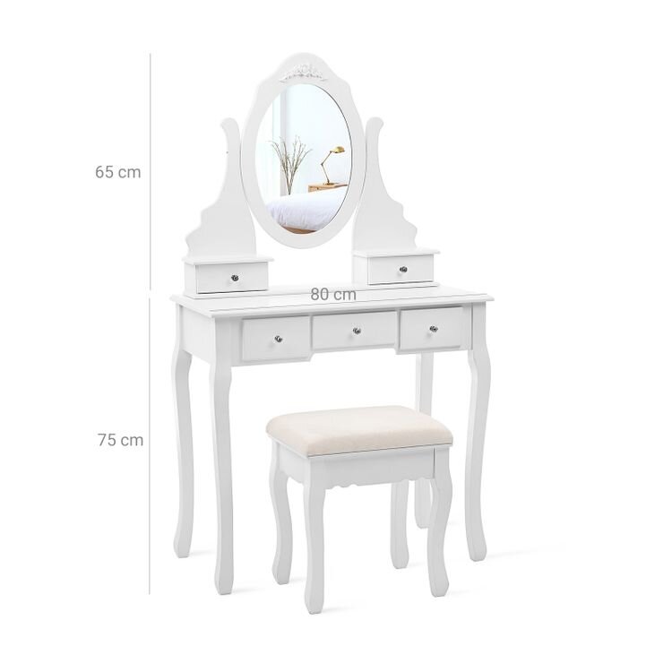 Mažas kosmetinis staliukas su besisukančiu veidrodžiu SONGMICS kaina ir informacija | Kosmetiniai staliukai | pigu.lt