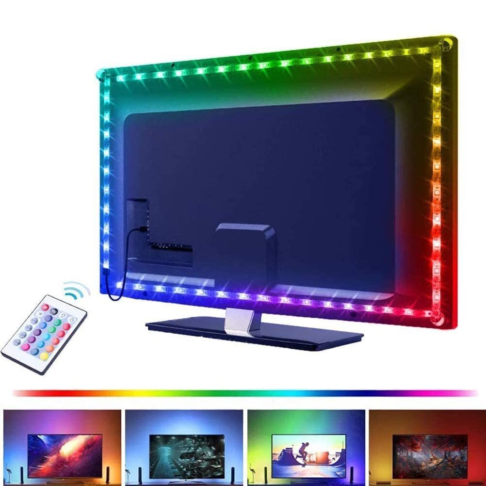 RGB LED juosta 5m su maitinimo šaltiniu ir nuotolinio valdymo pulteliu kaina ir informacija | LED juostos | pigu.lt