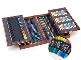 Художественный набор в деревянном футляре 174 шт. (карандаши, фломастеры, мелки, краски) цена и информация | Принадлежности для рисования, лепки | pigu.lt