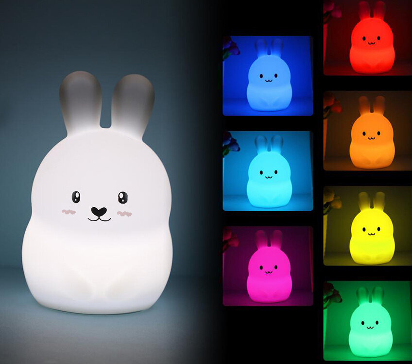 Silikoninė lempa RGB Bunny, balta kaina ir informacija | Vaikiški šviestuvai | pigu.lt