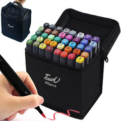 Фломастеры - Набор маркеров 40 шт. с сумкой цена и информация | Принадлежности для рисования, лепки | pigu.lt
