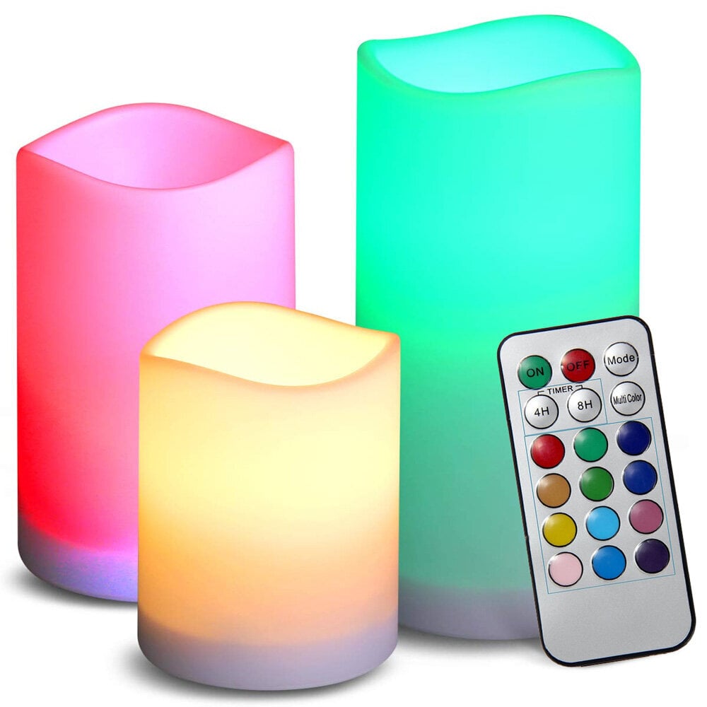 RGB LED žvakės, 3 vnt. kaina ir informacija | Interjero detalės | pigu.lt