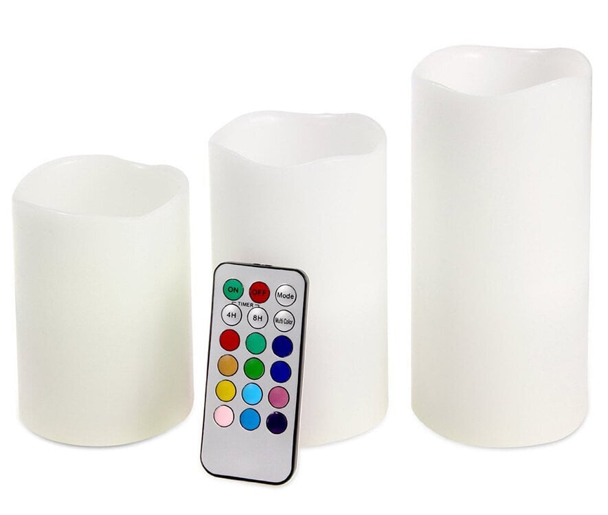 RGB LED žvakės, 3 vnt. цена и информация | Interjero detalės | pigu.lt