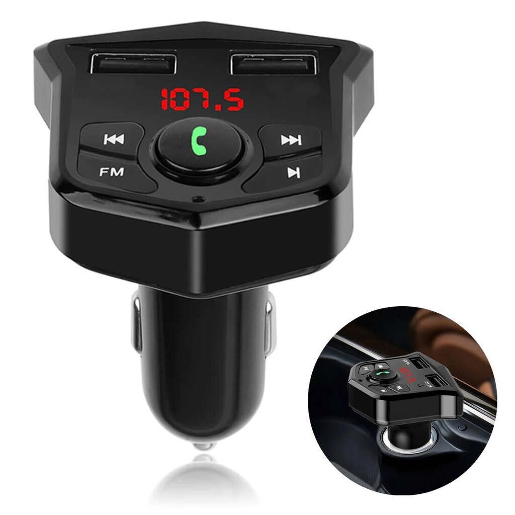 FM moduliatorius - Bluetooth automobilinis siųstuvas su 2x USB prievadais цена и информация | FM moduliatoriai | pigu.lt