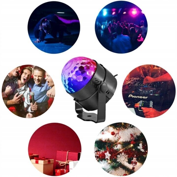 RGB besisukantis rutulinis disko projektorius kaina ir informacija | Dekoracijos šventėms | pigu.lt