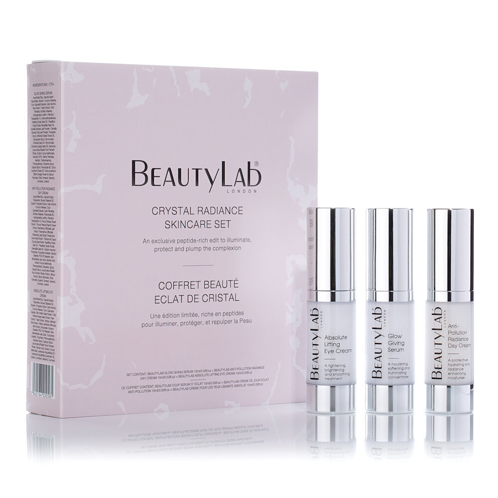 Odos priežiūros rinkinys Beautylab Crystal Radiance skincare set: serumas, 15 ml + paakių kremas, 10 ml + kremas, 15 ml kaina ir informacija | Veido kremai | pigu.lt