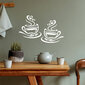 2 balti arbatos puodeliai – sienų arba langų lipdukai Vinilo lipdukai virtuvei, svetainei, kavinei, restoranui kaina ir informacija | Interjero lipdukai | pigu.lt