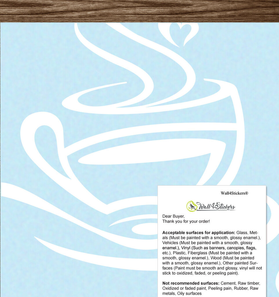 2 balti arbatos puodeliai – sienų arba langų lipdukai Vinilo lipdukai virtuvei, svetainei, kavinei, restoranui kaina ir informacija | Interjero lipdukai | pigu.lt