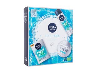 Rinkinys Nivea Men Fresh Kick: losjonas po skutimosi, 100 ml + dezodorantas, 150 ml + veido kremas - gelis, 150 ml kaina ir informacija | Skutimosi priemonės ir kosmetika | pigu.lt