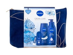 Kosmetikos dovanų rinkinys Nivea Nivea Creme Care: želė 250 ml + antiperspirantas 50 ml + kūno pienelis 400 ml + lūpų balzamas 4,8 g + kosmetinė kaina ir informacija | Kūno kremai, losjonai | pigu.lt