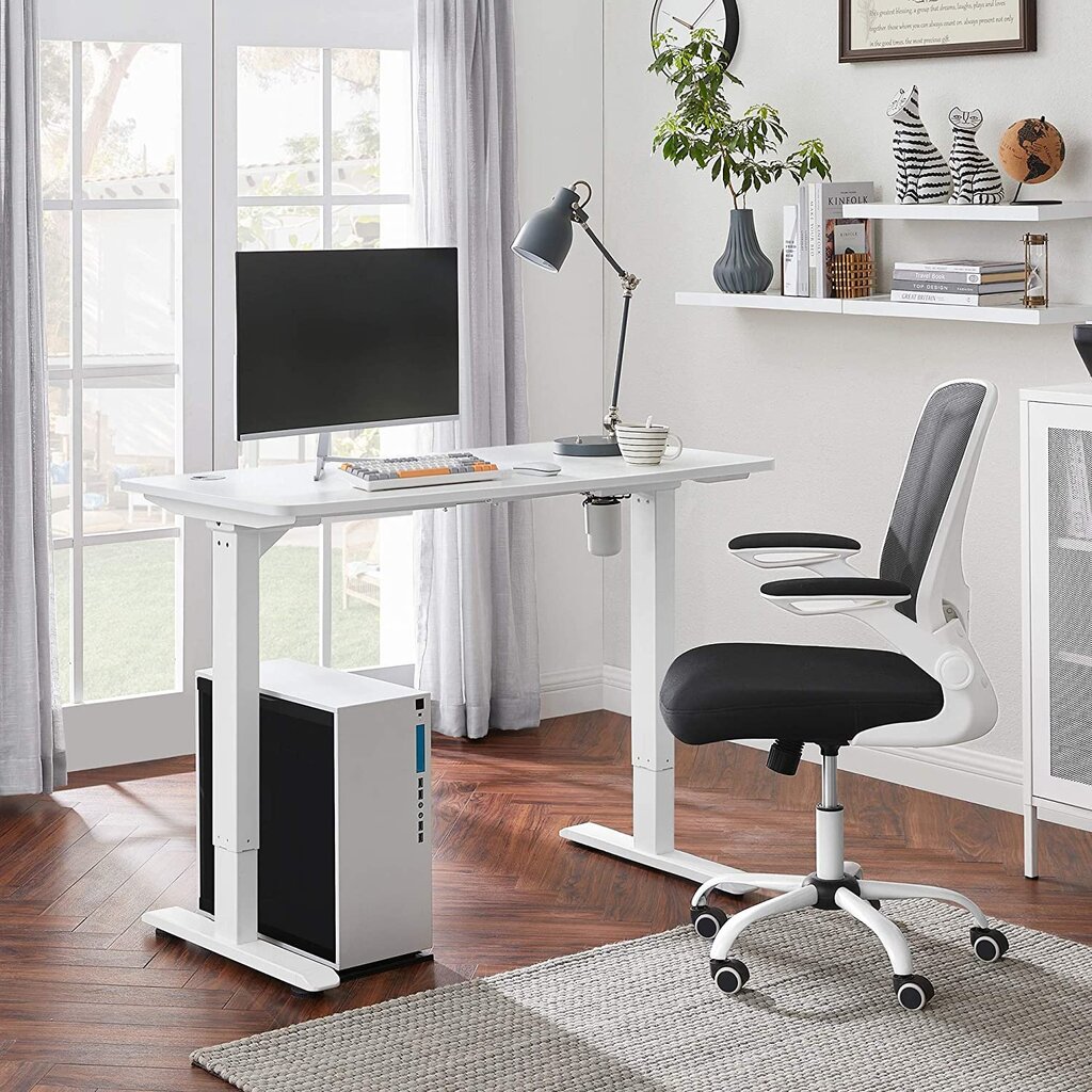 Elektrinis kompiuterio stalas su varikliu baltos spalvos цена и информация | Kompiuteriniai, rašomieji stalai | pigu.lt