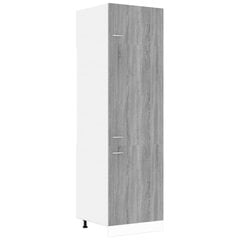 Šaldytuvo spintelė, pilka ąžuolo, 60x57x207cm, mediena цена и информация | Кухонные шкафчики | pigu.lt