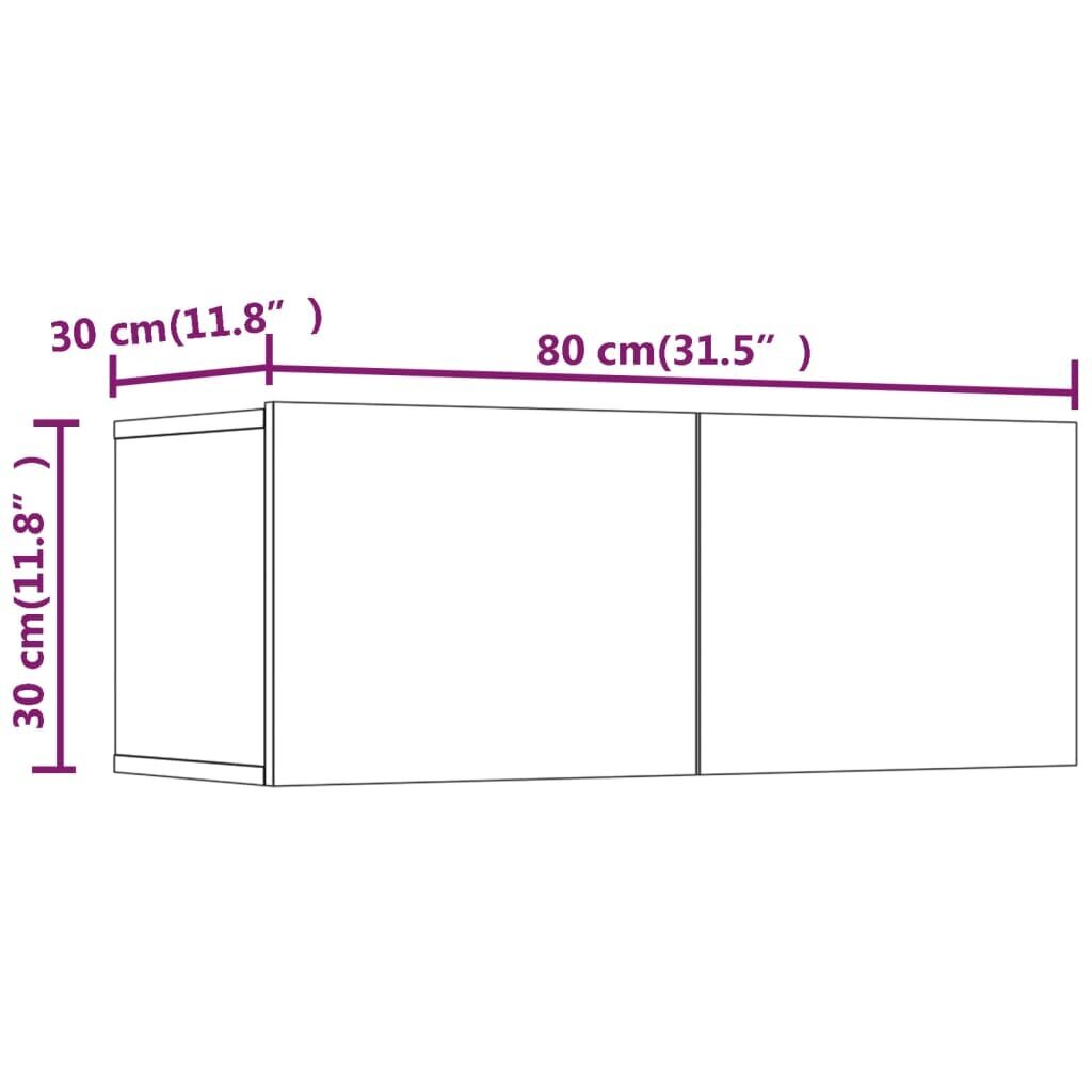 Televizoriaus spintelės, Mediena, 2vnt., 80x30x30cm, pilka kaina ir informacija | TV staliukai | pigu.lt