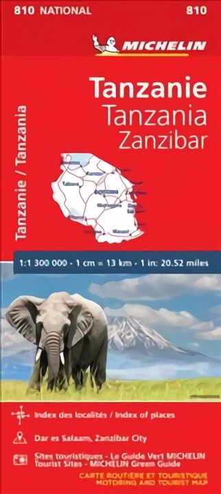 Tanzania & Zanzibar - Michelin National Map 810: Map kaina ir informacija | Kelionių vadovai, aprašymai | pigu.lt
