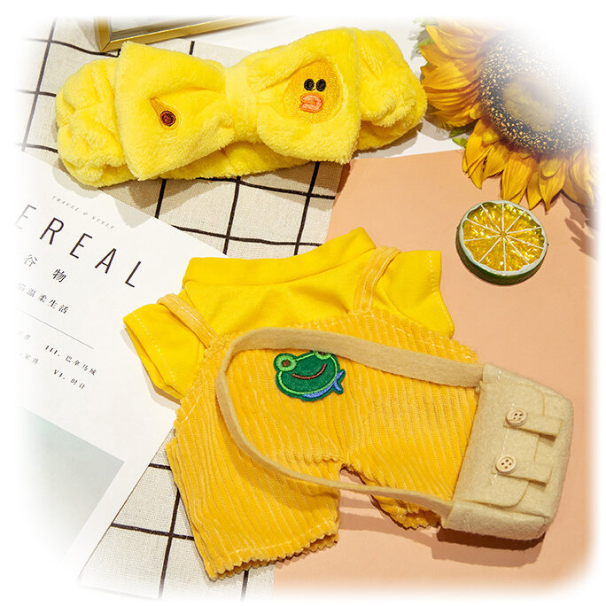 Drabužiai antinui Lalafanfan: geltonas kombinezonas su galvos juosta ir rankine kaina ir informacija | Minkšti (pliušiniai) žaislai | pigu.lt