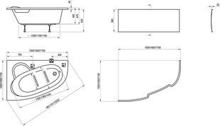 Vonia Asymmetric, Ravak, Išmatavimai: 150x100 Pusė: Kairė kaina ir informacija | Vonios | pigu.lt